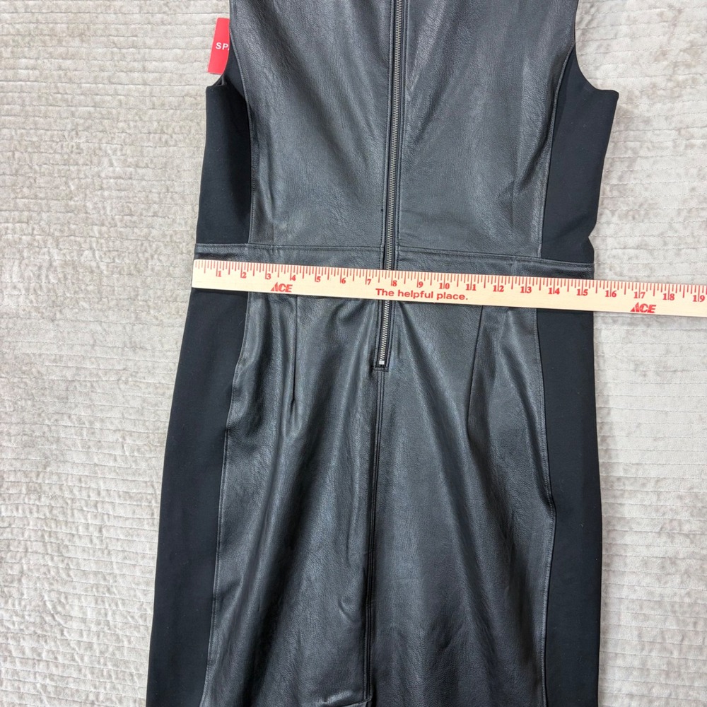 Spanx Luxe Black Leather-Like Combo Front Sheath Dress 20393R Medium NWT - Picture 5 of 12